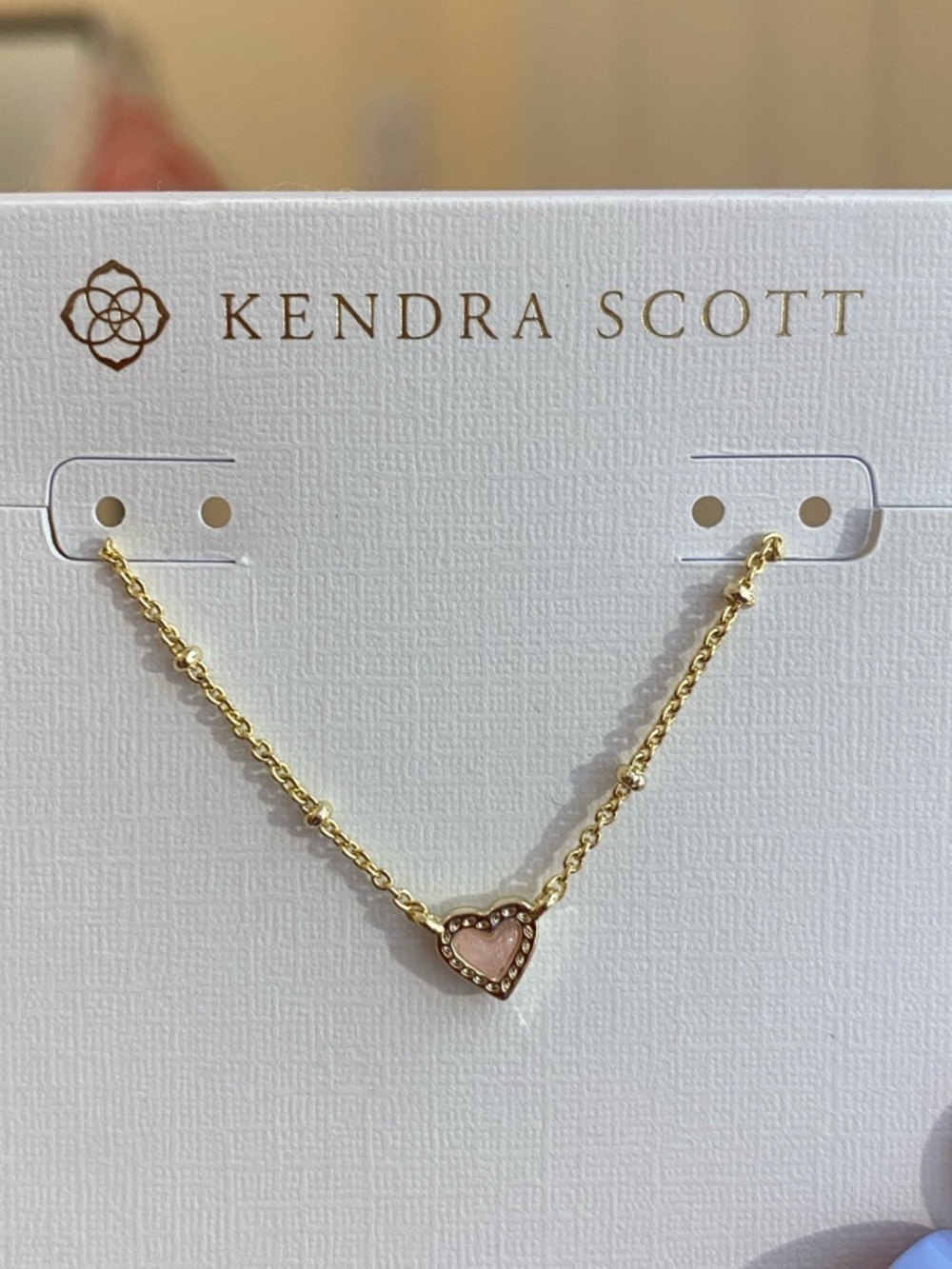 Kendra Scott Gold Necklace with Pink Heart Pendant